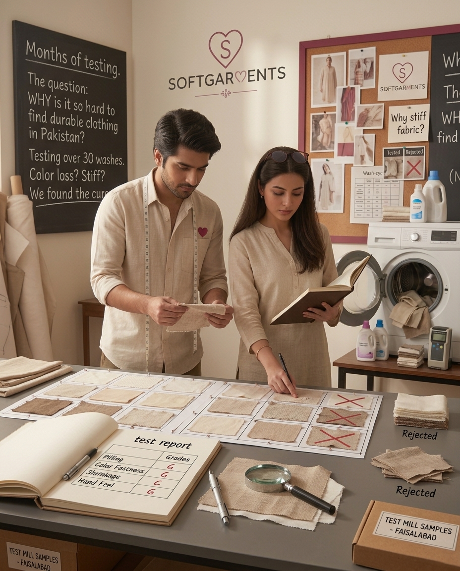 Testing fabrics in the early days of Softgarments